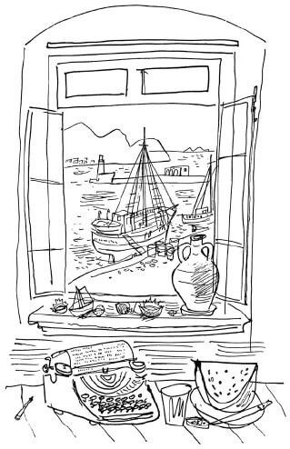 Frontispiece by Cedric Flower from Clift’s novel Mermaid Singing, republished by Horwitz in 1970